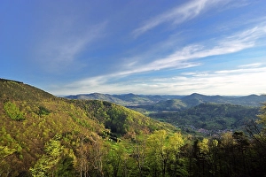 Category Mountain Landscapes Prints: View from the Neuscharfeneck castle ruins on the Palatine Forest