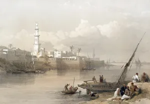 View of the Nile, ferry to Giza, Egypt, c. 1850, Historic, digitally restored reproduction from a 19th century original, exact date unknown, AI generated, Africa