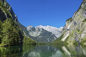 View of the Obersee lake in Berchtesgadener Land in Bavaria