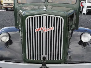 Front view of an Opel Blitz vintage car with characteristic radiator grille