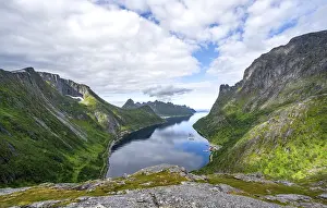 View of Oyfjorden fjord and mountains