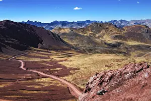 Framed Print : View of the Pachachani Valley, Rainbow Mountains