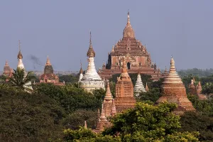 View of pagodas, temples, pagodas field