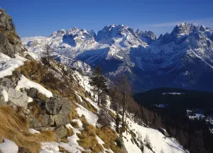 View from the Palon with Madonna di Campiglio to the Cima Brenta and Cima Tosa