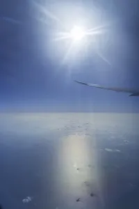 View of the Persian Gulf from the aeroplane window