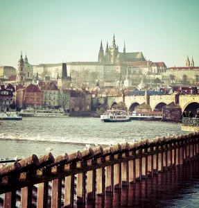 View of Prague Castle and Charles Bridge