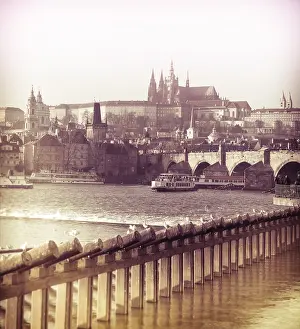 View of Prague Castle and Charles Bridge