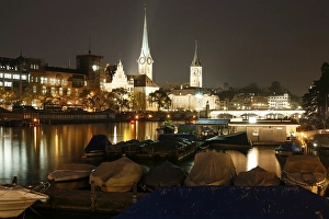 View from the Quaibruecke bridge at night