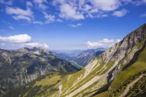 View from the Rappenseehuette into the Stillachtal valley as far as Oberstdorf
