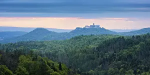 View from the Rennsteig over the Thuringian Forest to Wartburg Castle