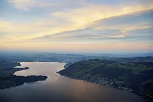 View from Rigi Kulm to Lake Zug and the Kiemen