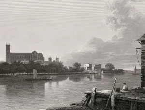 View from River Thames to Westminster Abbey