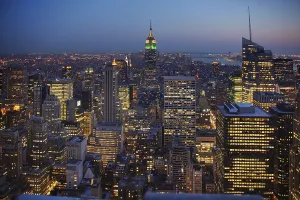 View from the Rockefeller Center over the Big Apple at dusk