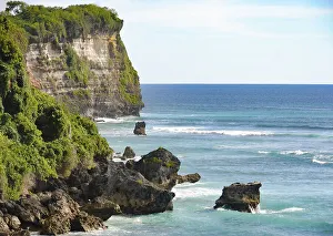 View of a rocky coastline at Bali, Indonesia, Asia