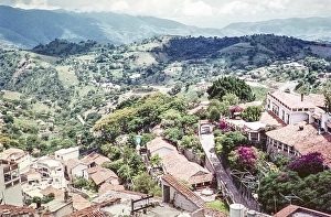 View over the roofs of the city to the countryside, Taxco, state of Guerrero, Mexico, 1961, Central America