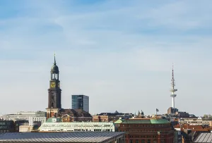 View over the roofs of Hamburg
