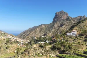 View to the Roque Cano, a famous volcanic neck on the north side of La Gomera