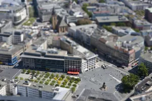 View over Rossmarkt and Goetheplatz squares