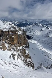 View from Sass Pordoi in the Upper Part of Val di Fassa