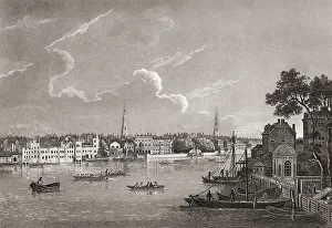 View of the Savoy, Somerset House and the water entrance to Cuper's Garden