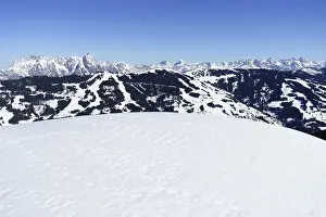 View from Schattberg, over the Saalbach ski area to Leoganger Steinberge