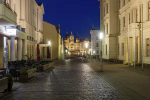 View across SchlossstraBe to Schwerin Castle