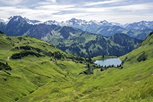 View of Seealpsee and Allgaeu Alps