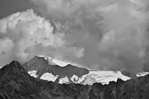 View from the south to the Grossvenediger with the Mullwitzkees glacier and dramatic clouds