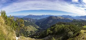 View from the summit of the Pitscherberg to the Wolfgangsee with Schafberg