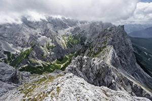 View from the summit of the Waxenstein over rocky