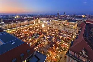 View from the tower of the Kreuzkirche Striezelmarkt