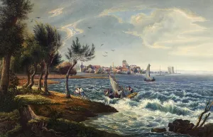 View of the town of Arbon and Lake Constance, in the canton of Thurgau in Switzerland, view around 1830, digitally restored reproduction of a 19th century model by Johann Ludwig Bleuler (12 February 1792 - 28 March 1850)