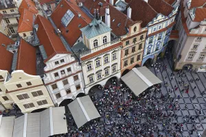 View from the Town Hall tower on colorful houses