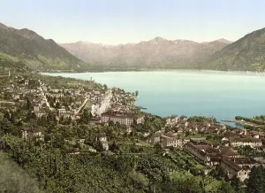 View of the town of Locarno in Ticino in Switzerland