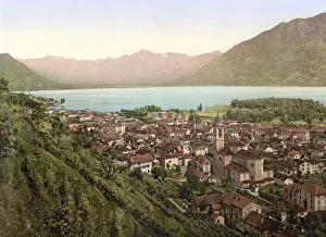 View of the town of Locarno in Ticino in Switzerland