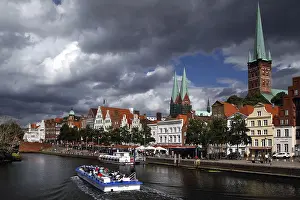 View over Trave river to Luebeck