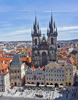 View of Tyn Church (Tynsky Chram) on Old City Square from Town Hall