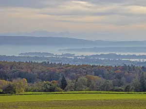 Framed Print : View over the Untersee near Radolfzell to the Mettnau peninsula