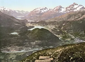View over the upper Engadine, Alpine landscape