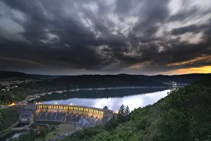 View from the view point called Kleine Kanzel at the german lake Edersee at summer