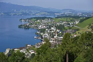 View of the village of Weggis on Lake Lucerne