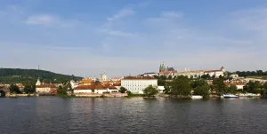 View of the Vltava River, Prague Castle at the back