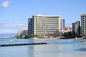 A view of Waikiki Beach, famous travel destination in Oahu island
