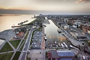 View from above of the Weser estuary and Havenwelten