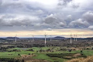 The view of wind turbines taken from Yongnuni Oreum during winter