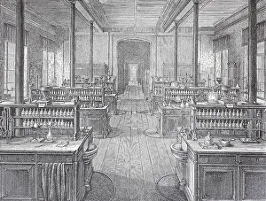 View of a workroom in the chemistry laboratory of the University of Leipzig
