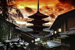 View of Yasaka Pagoda in Higashiyama at sunset