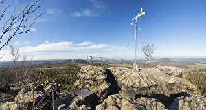Category Mountain Landscapes Prints: Viewpoint on the mountain Gohrisch with weather vane