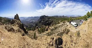 Category Mountain Landscapes Prints: Viewpoint at the summit of Pico de las Nieves with a view of the Caldera de Tirajana valley