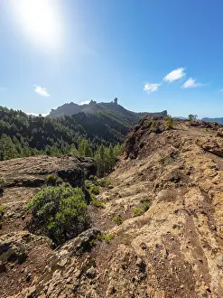 Views from a viewpoint to Roque Nublo in Gran Canaria